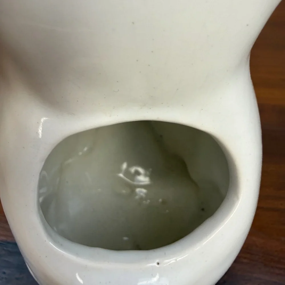 Vintage White Ceramic Pig Creamer‎ Pitcher Sitting Figural Farmhouse Taiwan